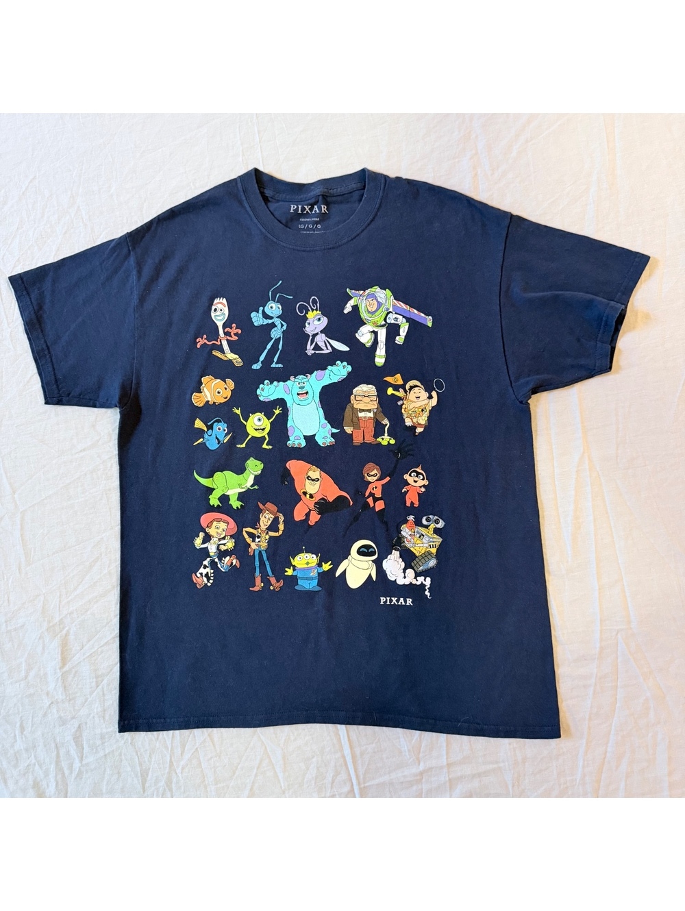 Pixar Navy Blue Men's Short Sleeve T-Shirt with Classic Character Design